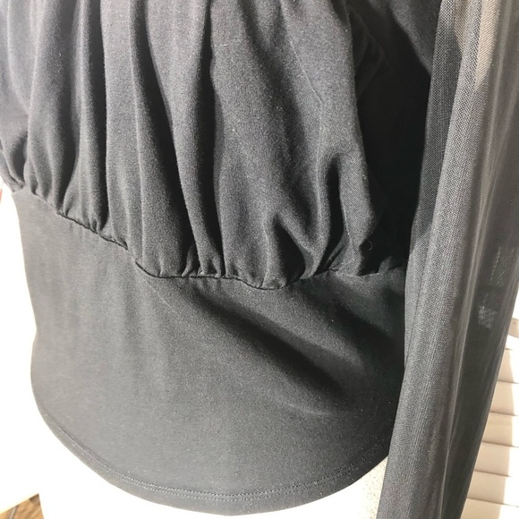 ASOS Design Black Mesh Long Sleeve Square Neck Top 22 - Picture 10 of 12